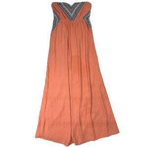 Charlotte Russe Peach Maxi Strapless Dress M Y2K Bohemian Festival Indie